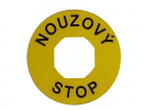 NOUZOVÝ STOP60, plastový štítek gravírovaný, žlutý, průměr 60mm, TECHNOLINE